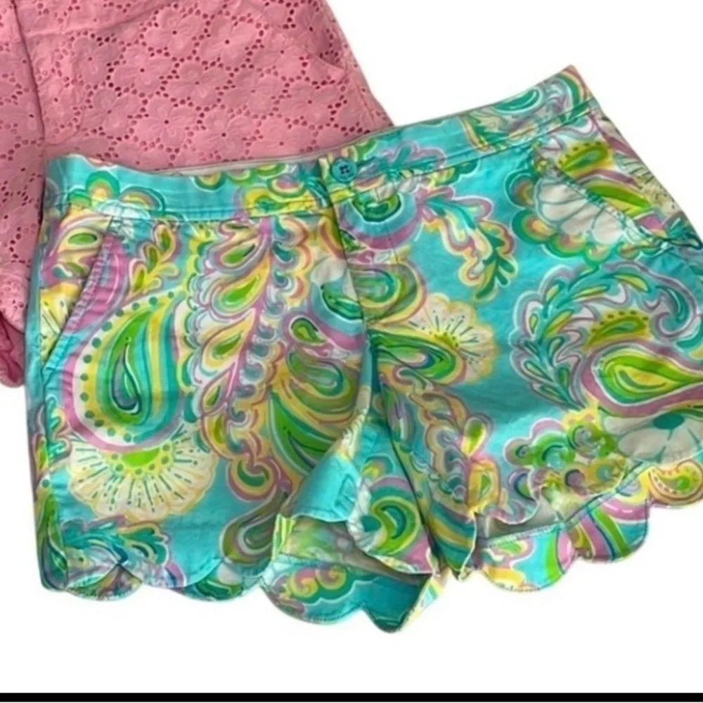 Lilly Pulitzer Buttercup Shorts Pink Teal Tropical Size 4
